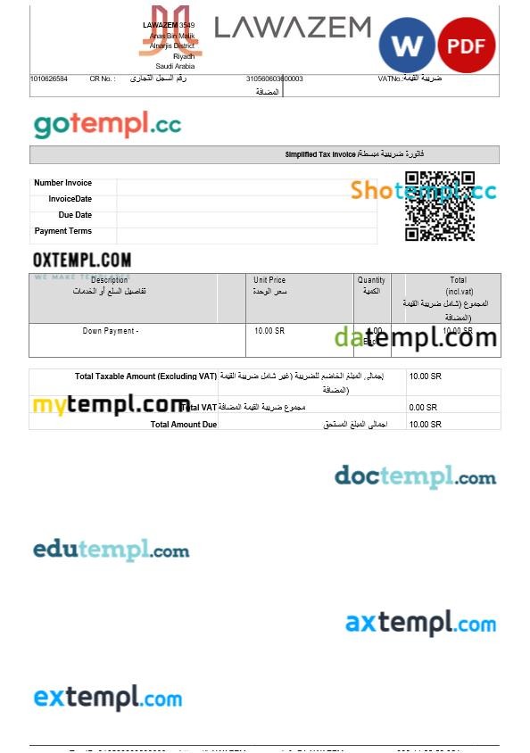 Singapore Jetstar tax invoice editable template in Word and PDF formats