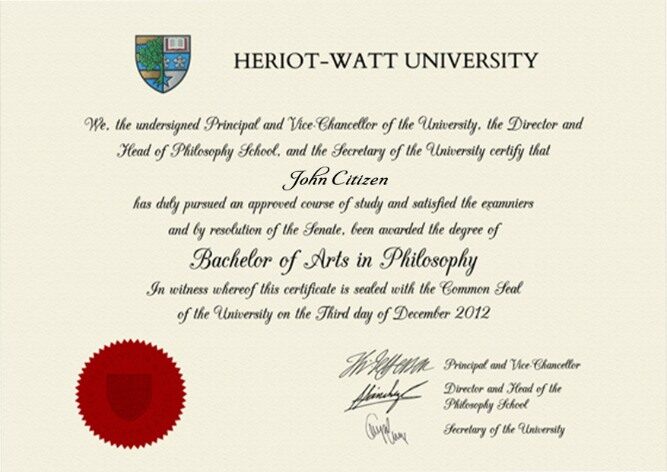 Scotland Heriot-Watt University diploma template in PSD format