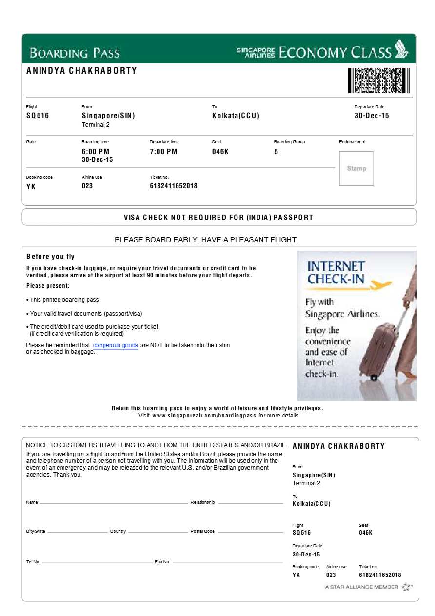 Tunis Air boarding pass in Word and PDF formats