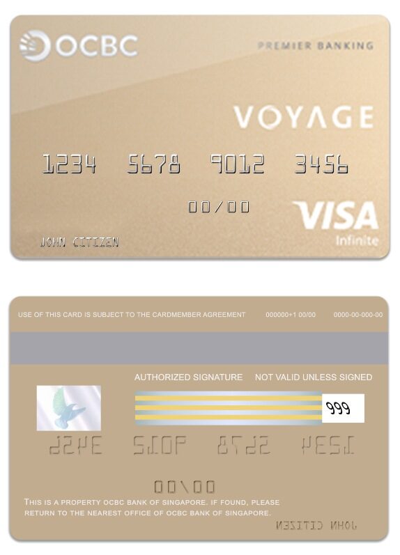 Singapore OCBC Bank voyage visa infinite card template in PSD format