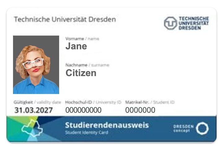 TU Dresden student ID template in PSD format