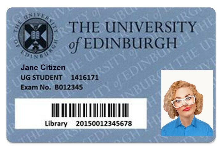 The University of Edinburgh student ID template in PSD format