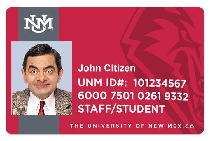 The University of New Mexico student ID template in PSD format