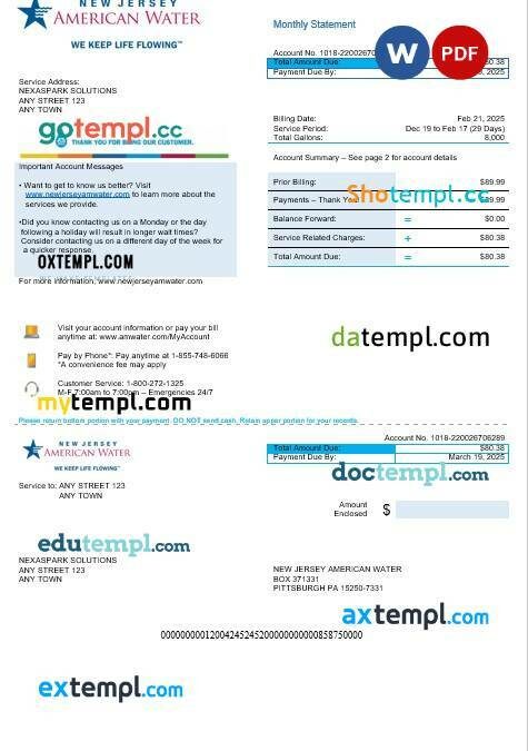 USA Singtel business utility bill template in Word and PDF formats