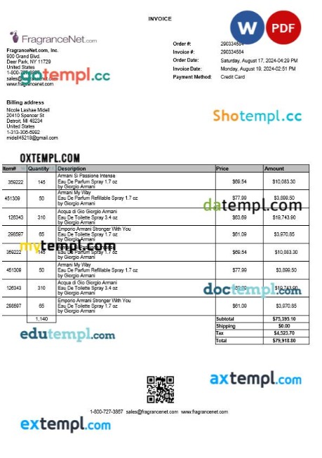 Zimbabwe Hestiadale Investments fiscal tax invoice editable template in Word and PDF formats