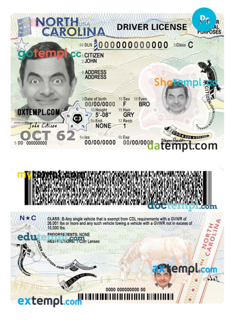 USA green card, permanent resident card template in PSD format, fully editable (2020 – present)