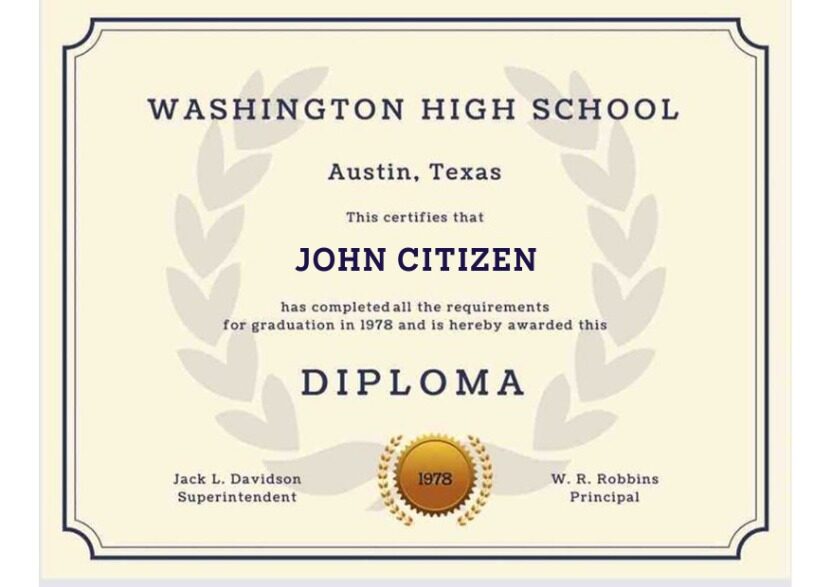 USA Washington High School diploma template in PSD format