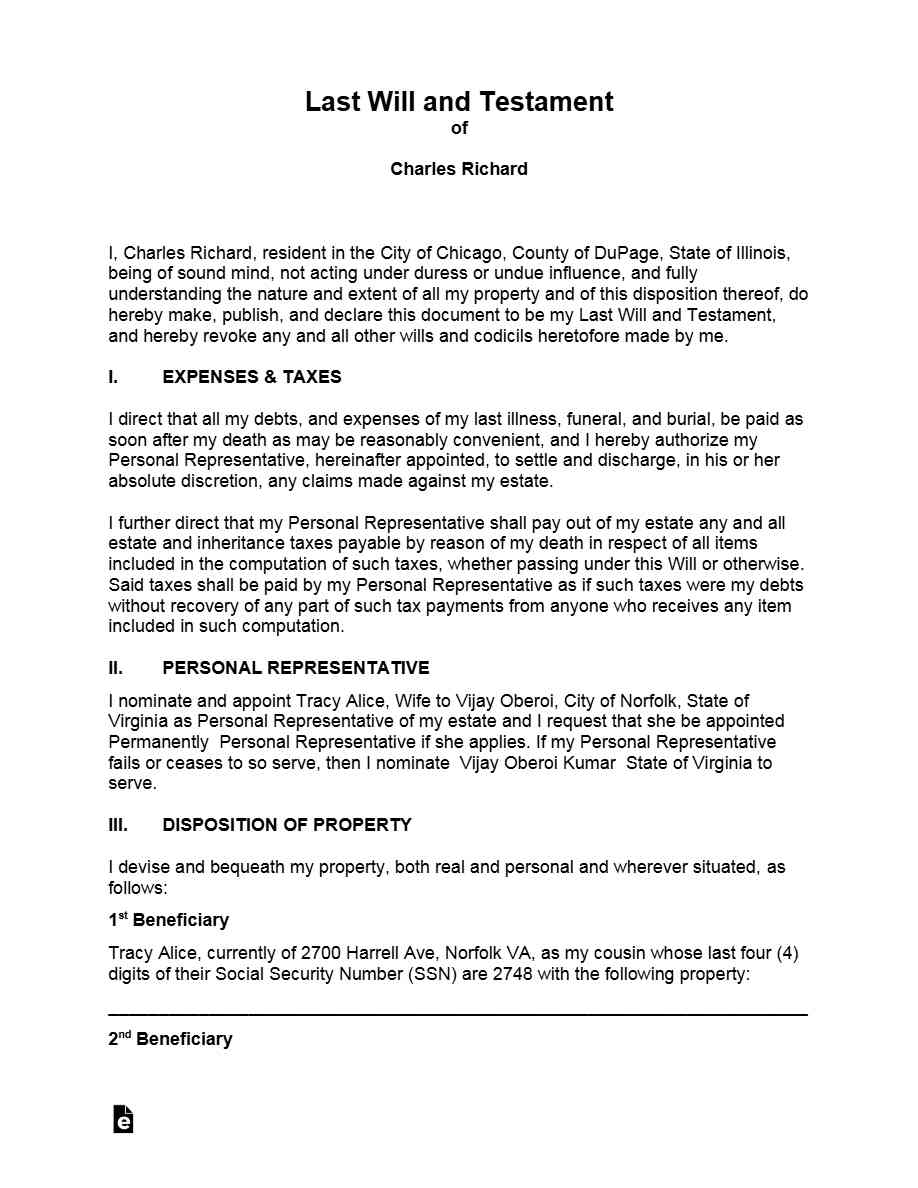 Canada Last Will and Testament editable template in Word and PDF formats