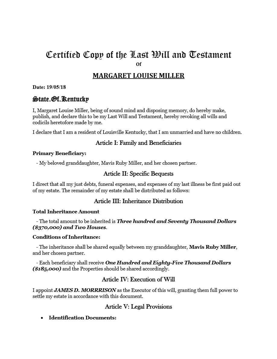 Canada Last Will and Testament editable template in Word and PDF formats