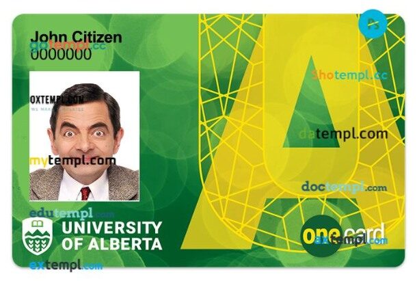 University of Alberta student ID template in PSD format