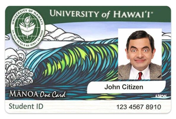 University of Hawaii at Manoa student ID template in PSD format