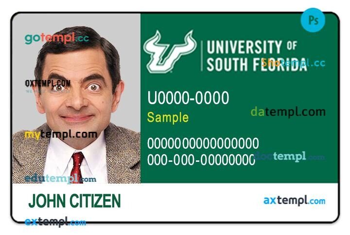 University of South Florida student ID template in PSD format