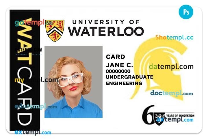 University of Waterloo student ID template in PSD format