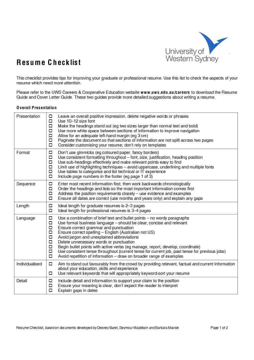 ECA Victoria University GTE checklist template in Word and PDF formats, 4 pages