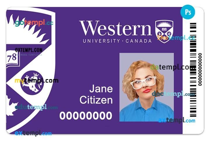 Western University Student ID template in PSD format