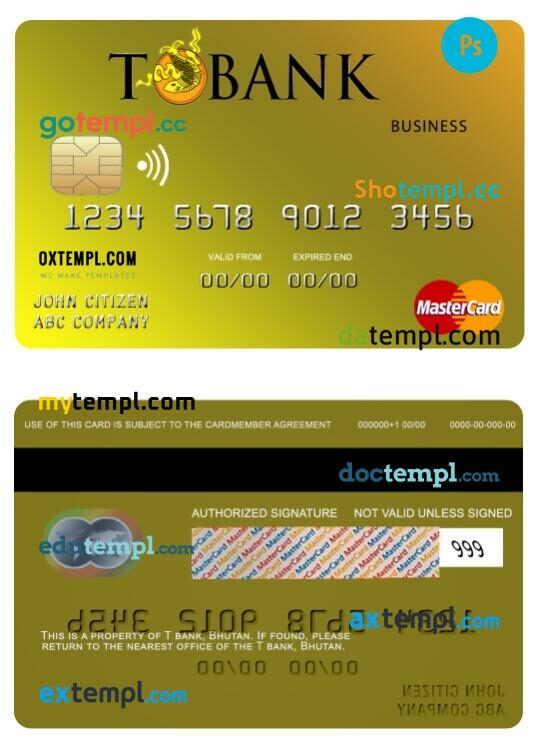 Bangladesh Rupali bank business platinum mastercard template in PSD format