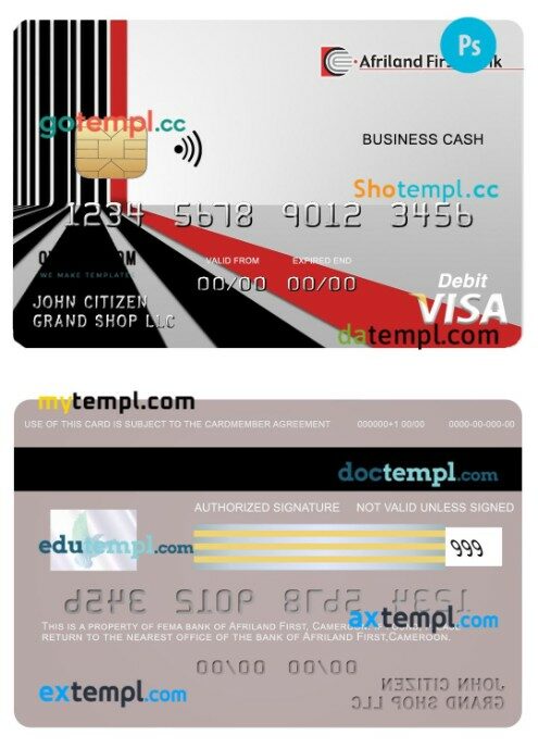 Angola Banco Prestigio, S.A. business platinum visa card template in PSD format