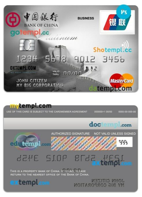 Angola Banco Prestigio, S.A. business platinum visa card template in PSD format