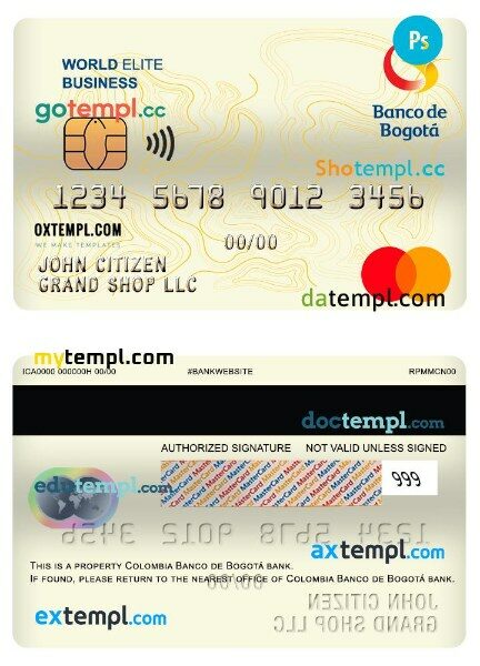 Angola Banco Prestigio, S.A. business platinum visa card template in PSD format