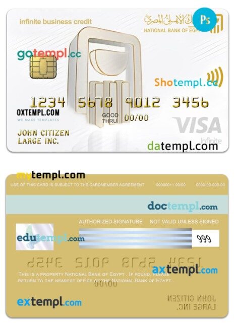 Egypt National Bank of Egypt infinite business credit card template in PSD format