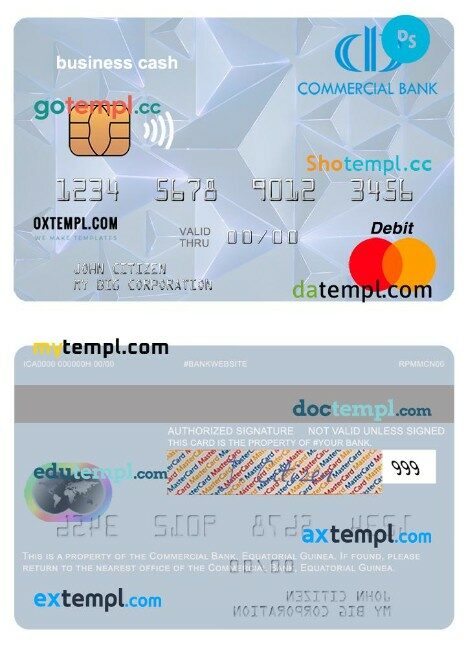 Equatorial Guinea Commercial Bank Guinee Equatoriale business cash mastercard template in PSD format