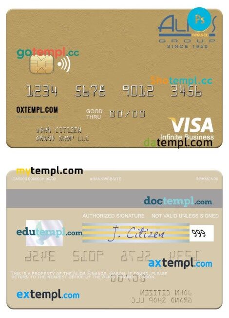Gabon Alios France visa Infinite Business card template in PSD format