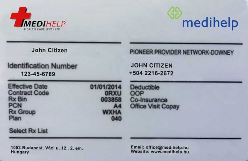 Hungary health insurance card template in PSD format