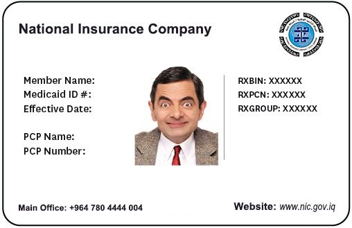 Iraq health insurance card template in PSD format