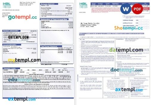 Pakistan Habib mortgage statement in Word and PDF formats, 3 pages