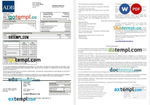 Palau ADB mortgage statement in Word and PDF formats