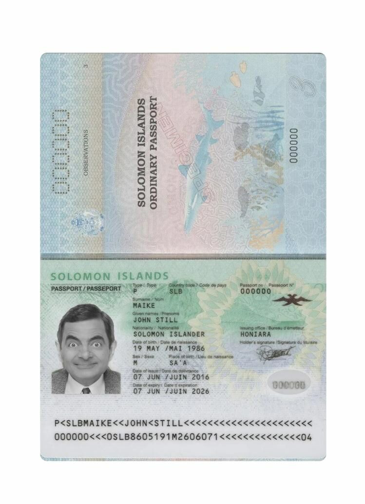 Solomon Islands passport PSD template