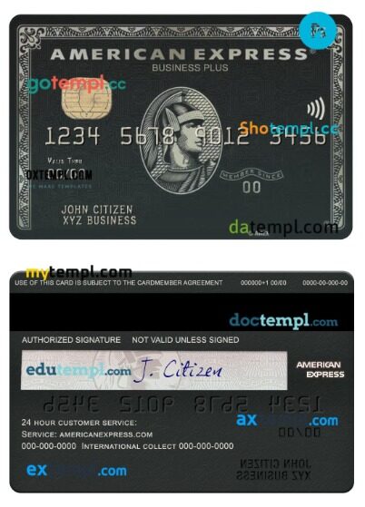 USA BMO Bank of Montreal bank amex black business plus card template in PSD format