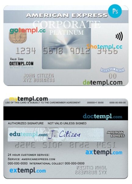 USA Bank of New York Mellon amex corporate platinum card template in PSD format