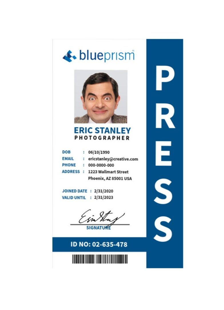 Blue prism media company pass card template in PSD format Blue prism media company pass card template in PSD format