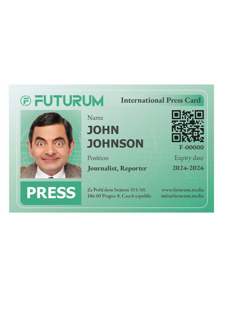 Futurum international press card template in PSD format