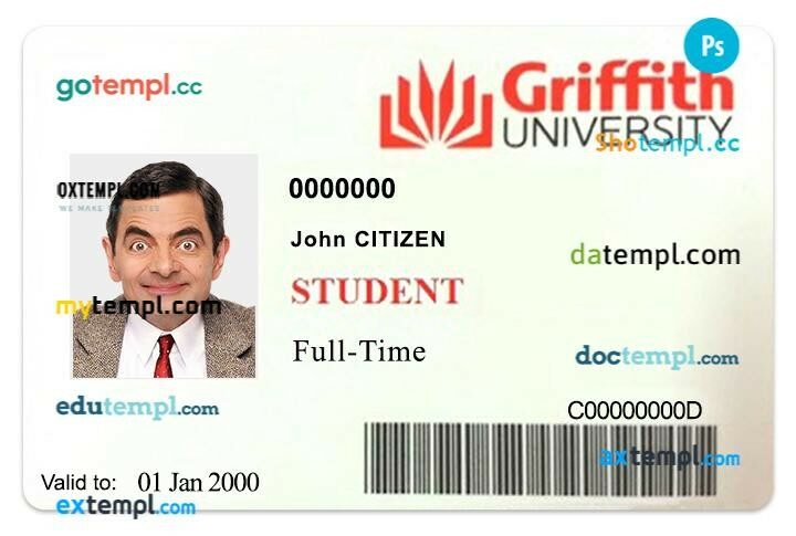 Griffith University student ID template in PSD format Griffith University student ID template in PSD format