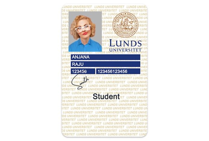 Lund University vertical Student ID template in PSD format