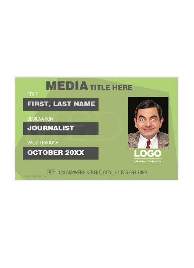 Media Network press pass card template in PSD format Media Network press pass card template in PSD format