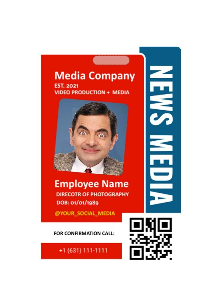 Media company pass badge template in PSD format