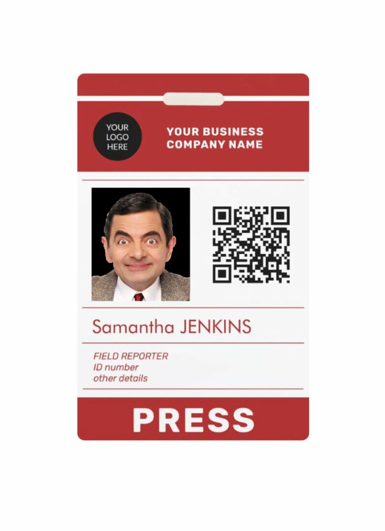 Media field reporter pass card template in PSD format