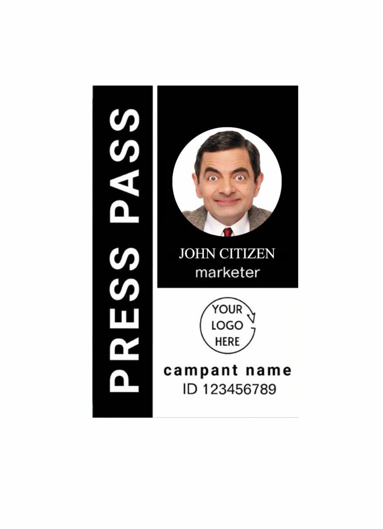 Media press pass template in PSD format