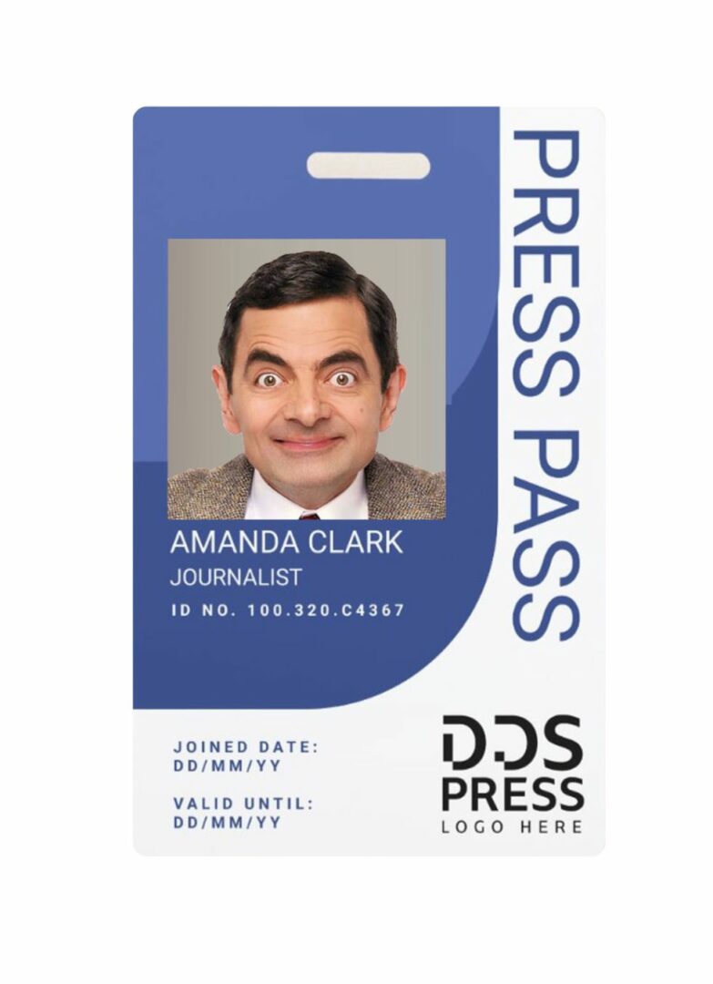 Press pass badge document template in PSD format Press pass badge document template in PSD format