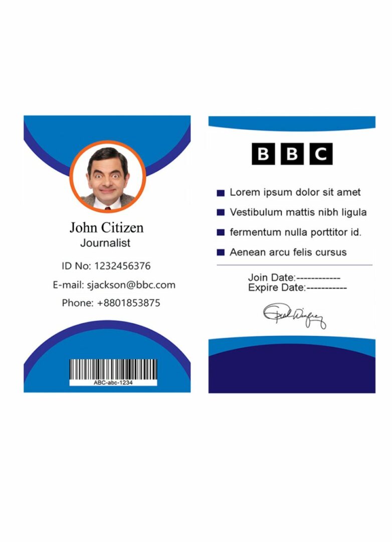 Press pass card template in PSD format Press pass card template in PSD format
