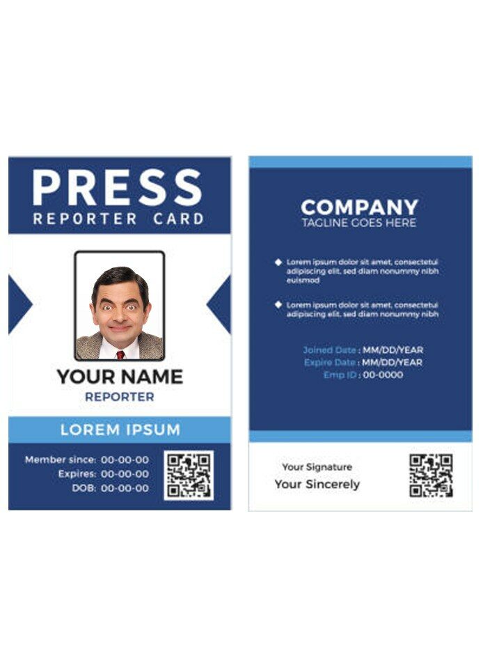 Press reporter access badge template in PSD format Press reporter access badge template in PSD format