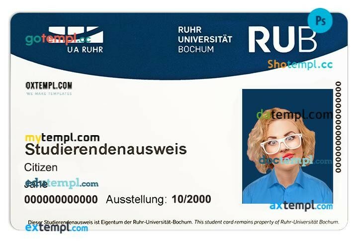 Ruhr University Bochum student ID template in PSD format Ruhr University Bochum student ID template in PSD format