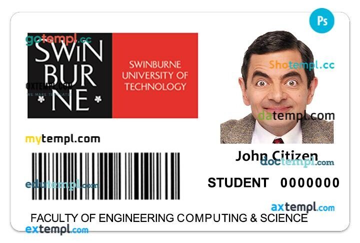 Swinburne University of Technology student ID template in PSD format Swinburne University of Technology student ID template in PSD format