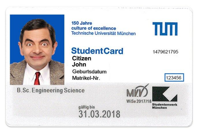 Technical University of Munich student ID template in PSD format Technical University of Munich student ID template in PSD format