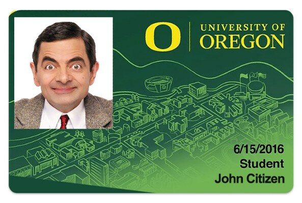 University of Oregon Student ID template in PSD format