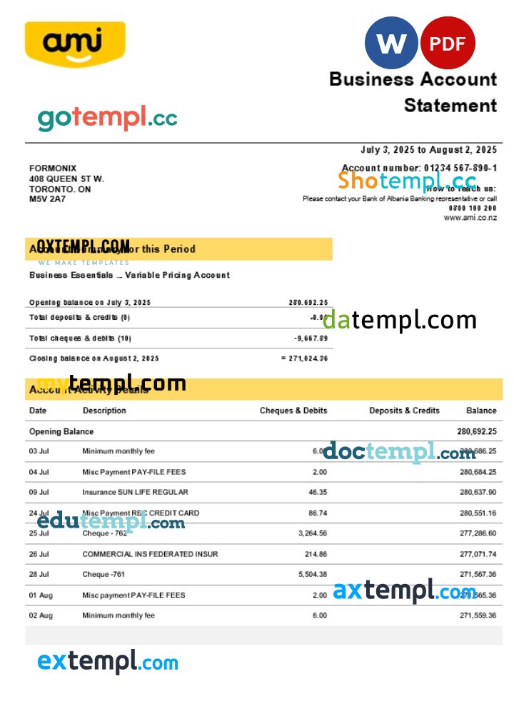 Ami Insurance Limited company statement Word and PDF format Ami Insurance Limited company statement Word and PDF format