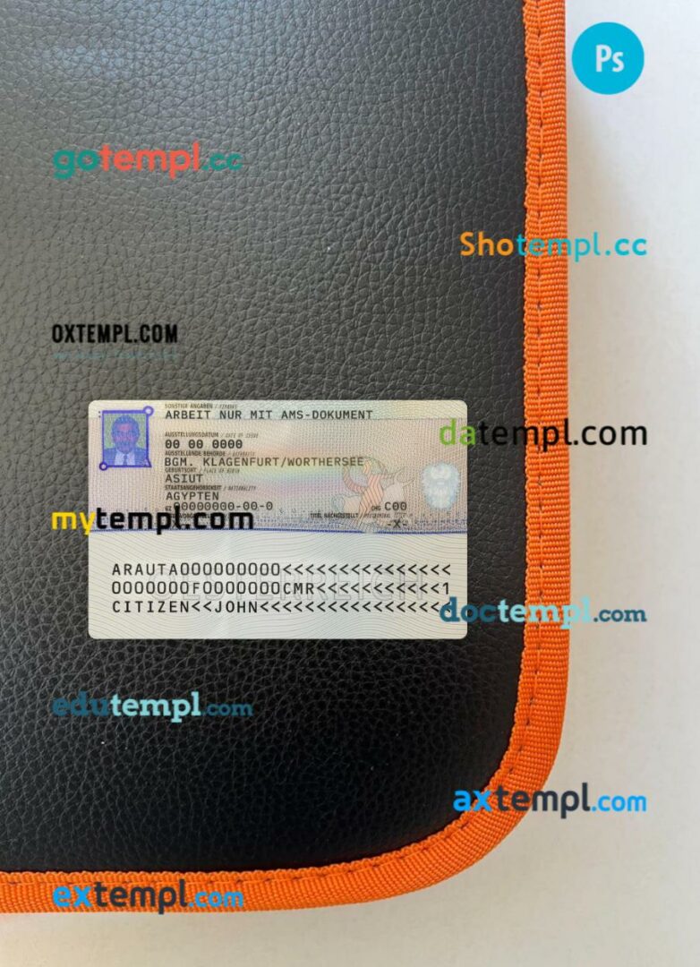 Austria residence permit editable PSD files, scan look and photo-realistic look, 2 in 1, 2023-present Austria residence permit editable PSD files, scan look and photo-realistic look, 2 in 1, 2023-present - Image 2